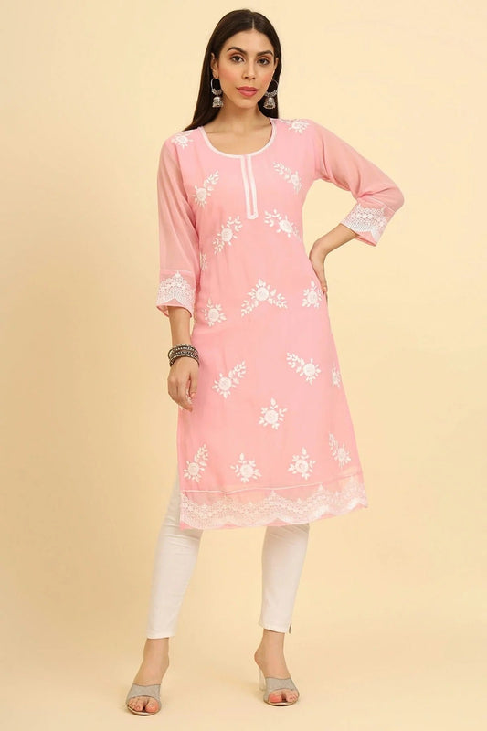 Baby Pink Colour Georgette Kurti KR1111225