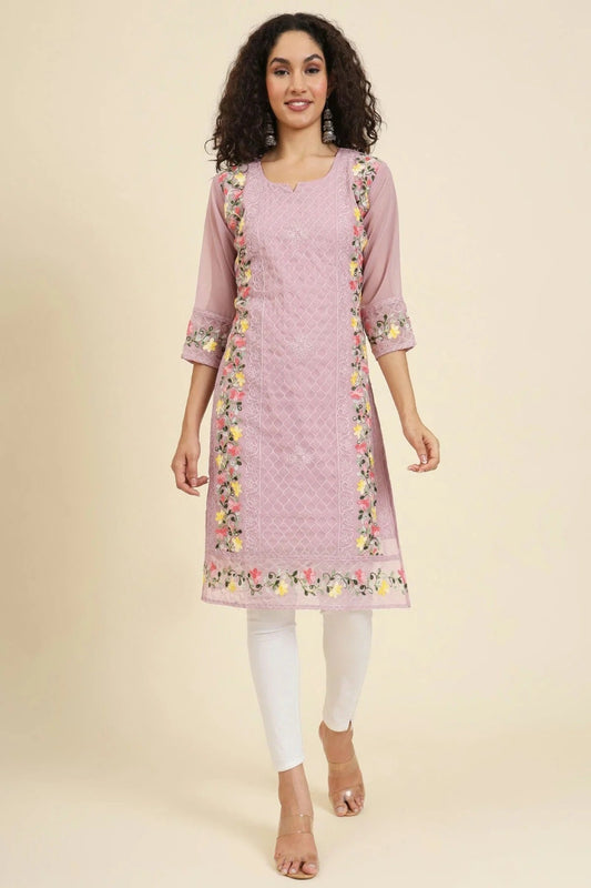 Baby Pink Colour Georgette Kurti KR1111232