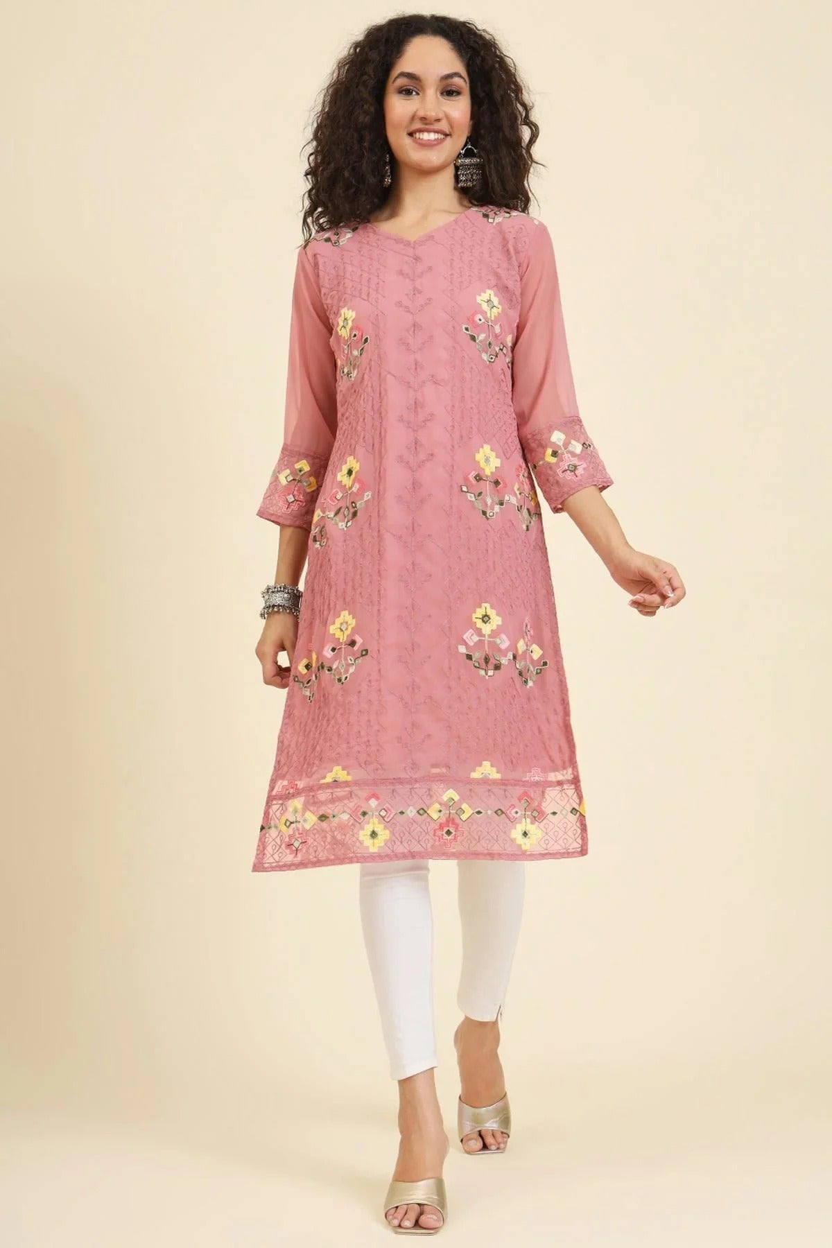Baby Pink Colour Georgette Kurti KR1111244