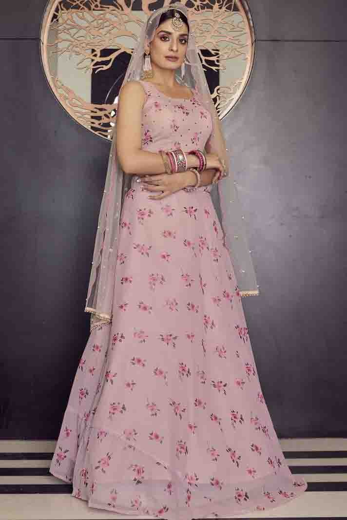 Baby Pink Colour Georgette Printed Lehenga Choli LC1080600 A