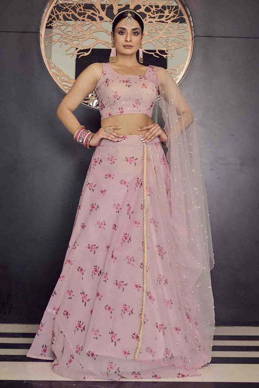 Baby Pink Colour Georgette Printed Lehenga Choli LC1080600