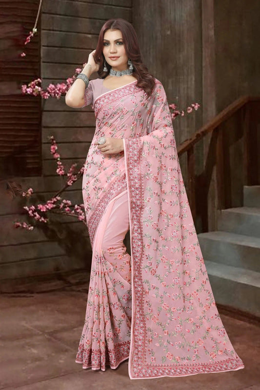 Baby Pink Colour Georgette Saree SD1090920