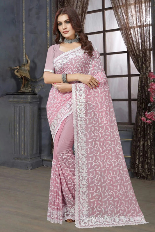 Baby Pink Colour Georgette Saree SD1090957