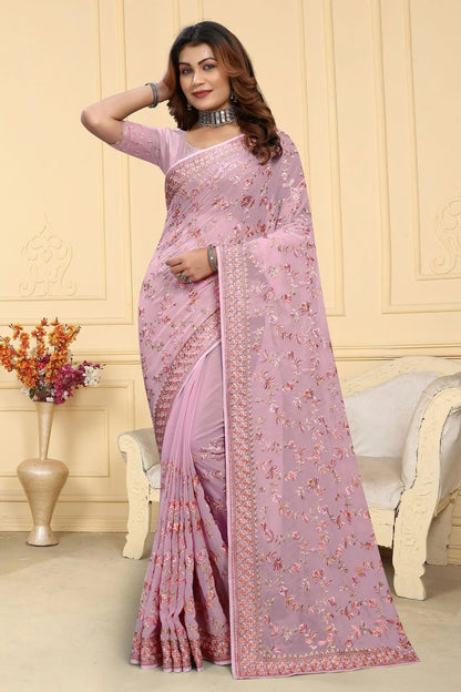 Baby Pink Colour Georgette Saree SD1091040