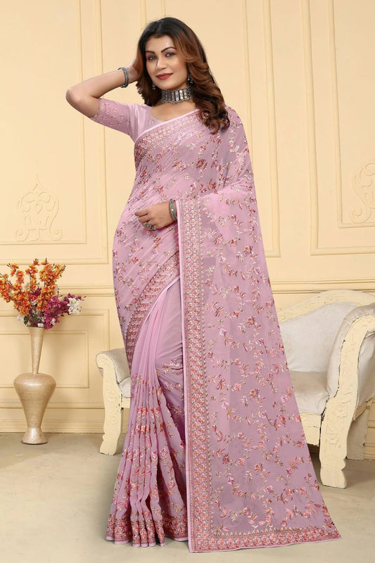 Baby Pink Colour Georgette Saree SD1091040