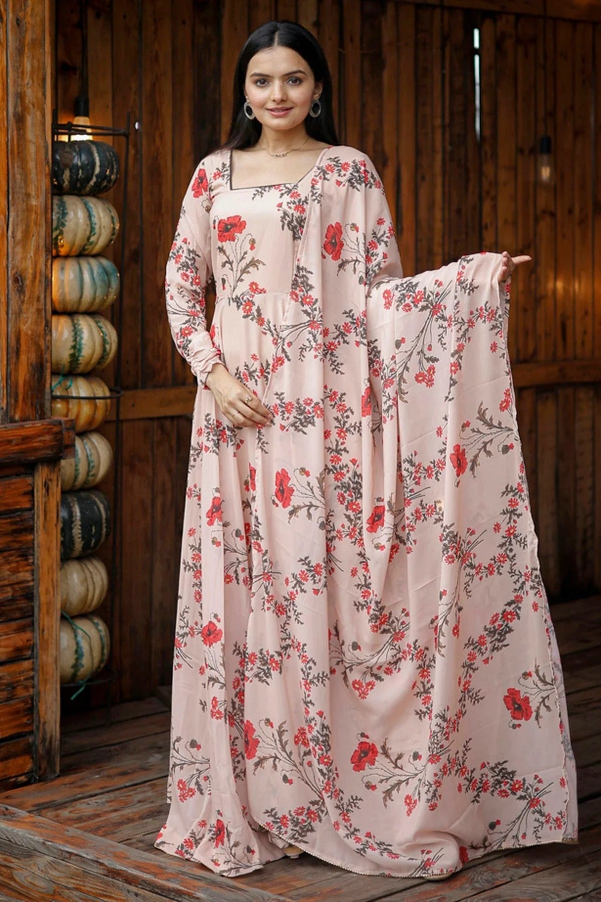 Baby Pink Colour Georgette Stitched Gown GW1112325