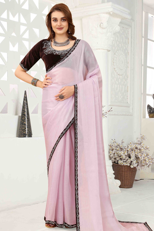 Baby Pink Colour Jimmy Choo Crush Designer Saree SD1121112