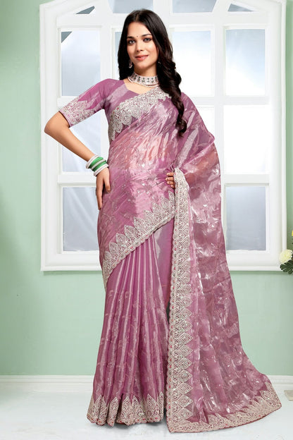 Baby Pink Colour Jimmy Choo Silk Designer Saree LC1121712