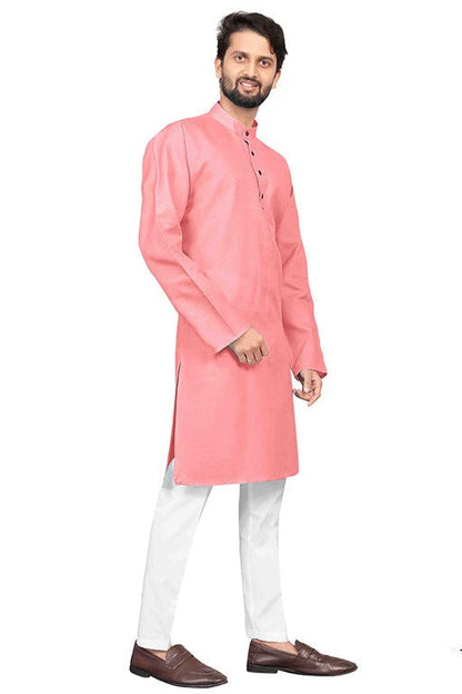 Baby Pink Colour Kurta Pajama In Cotton KP1210213 A