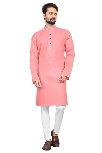 Baby Pink Colour Kurta Pajama In Cotton KP1210213