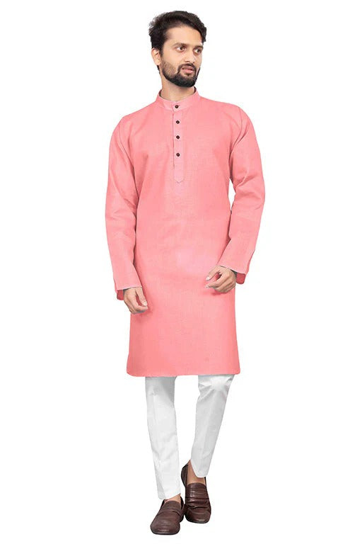 Baby Pink Colour Kurta Pajama In Cotton KP1210213