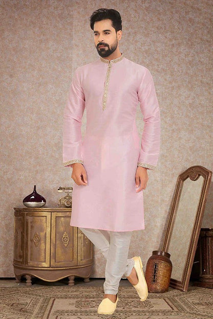 Baby Pink Colour Kurta Pajama In Dupion Silk KP1210142