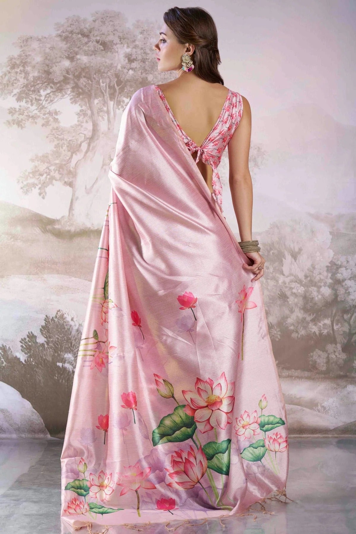 Baby Pink Colour Linen Printed Saree SD1112836 A