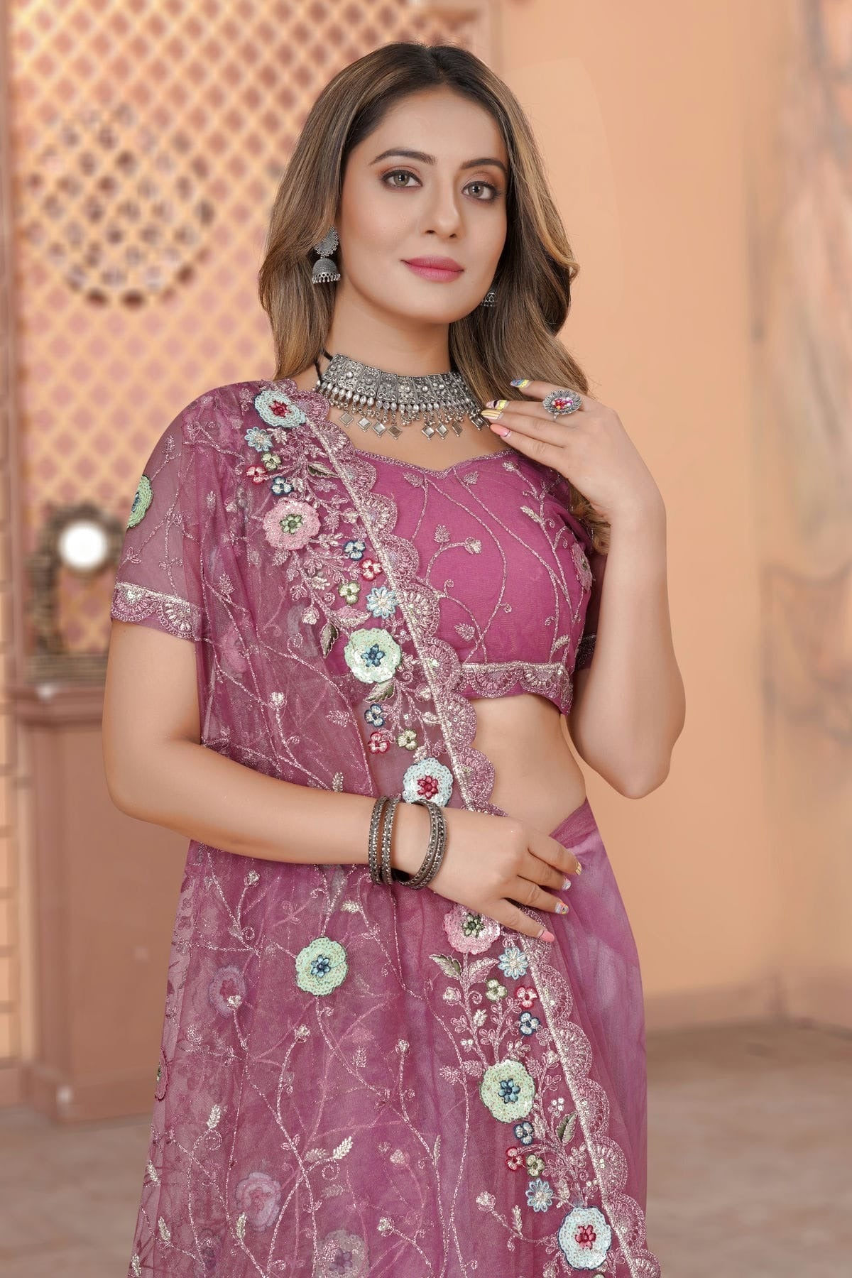 Baby Pink Colour Net Designer Saree LC1121434 A