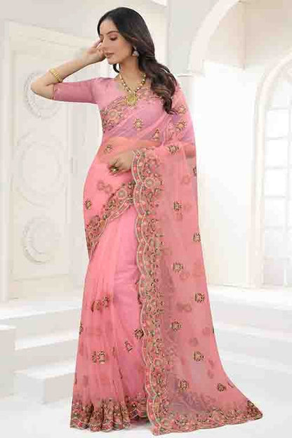 Baby Pink Colour Net Designer Saree SD1090542