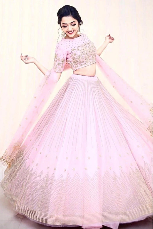 Baby Pink Colour Net Lehenga Choli LC1020070