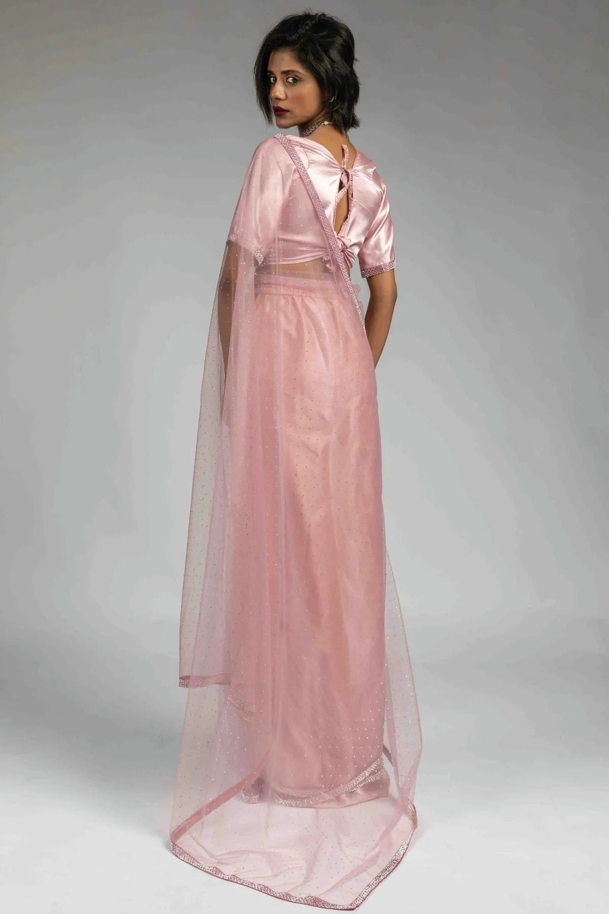 Baby Pink Colour Net Ready To Wear Saree SD1122053 A