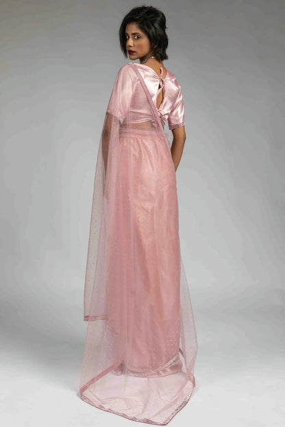 Baby Pink Colour Net Ready To Wear Saree SD1122053 A