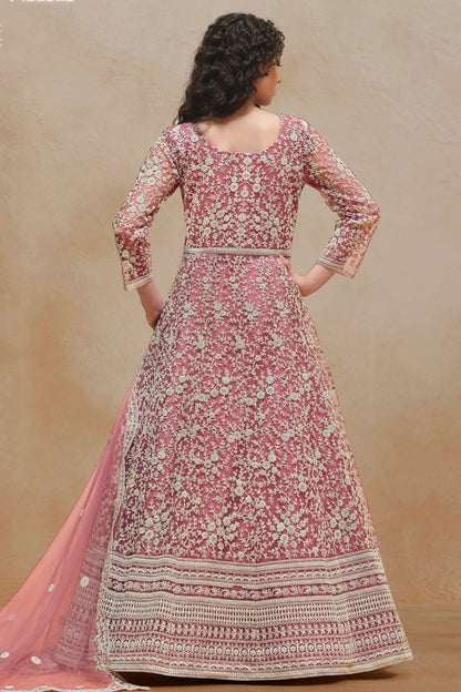 Baby Pink Colour Net Semi Stitched Anarkali Suit SM1050621 A