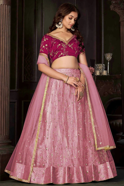 Baby Pink Colour Net Semi Stitched Lehenga Choli LC1170055 A