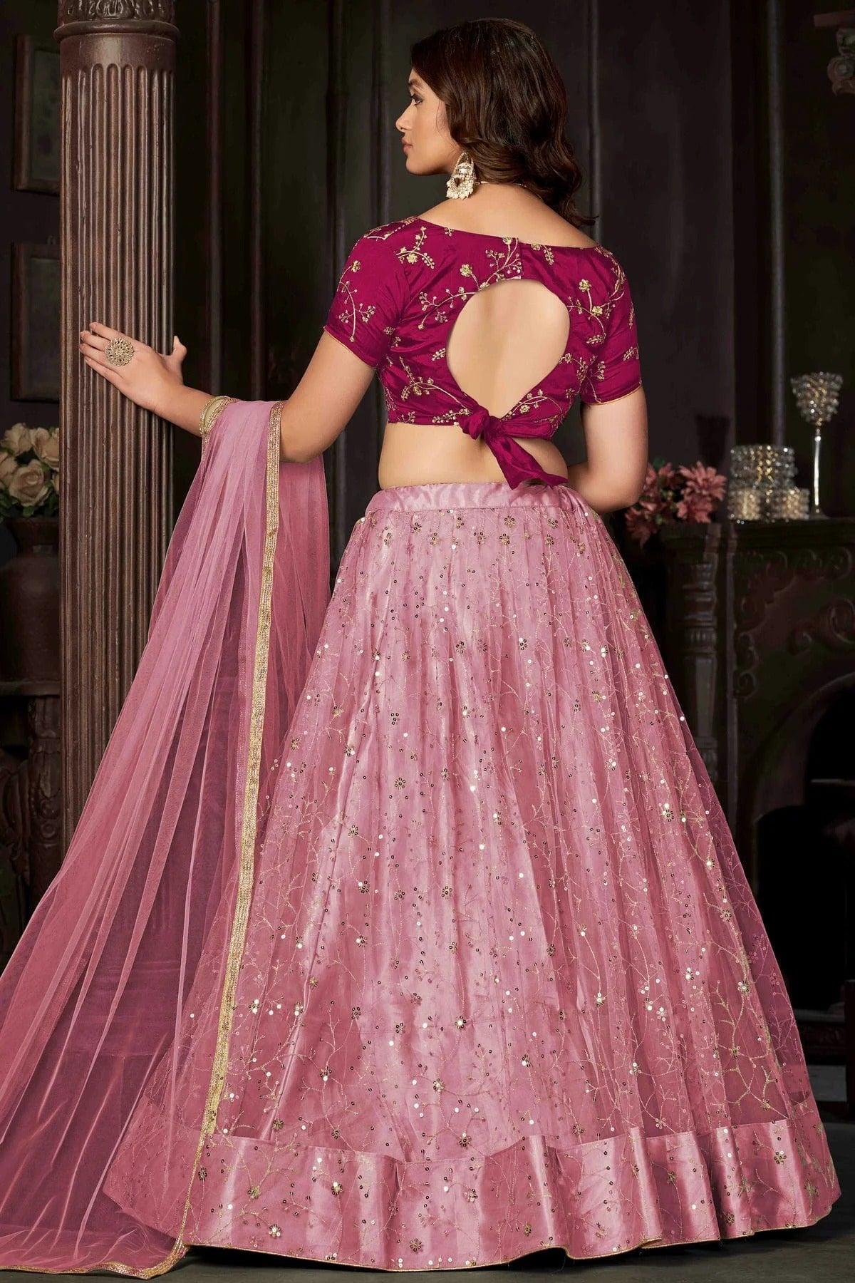 Baby Pink Colour Net Semi Stitched Lehenga Choli LC1170055 B