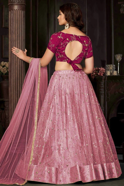 Baby Pink Colour Net Semi Stitched Lehenga Choli LC1170055 B