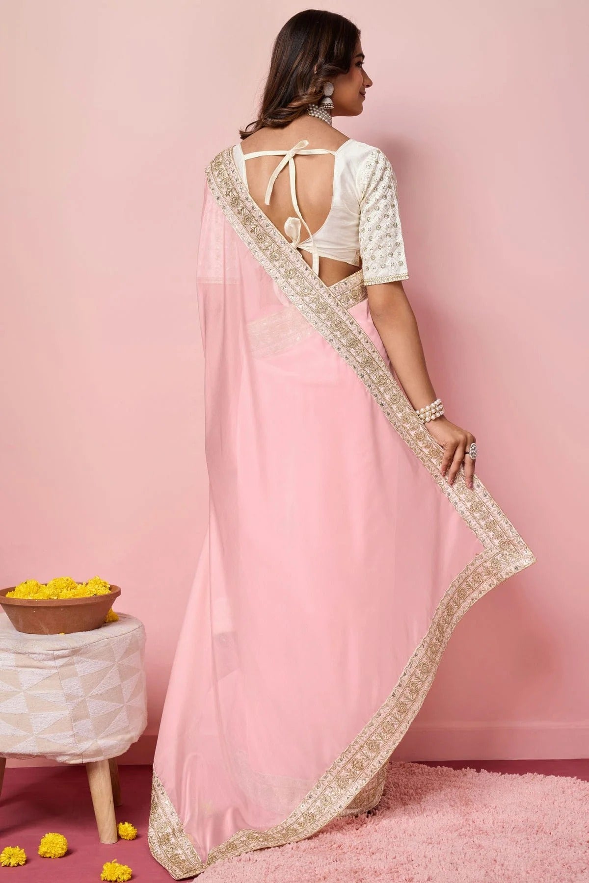 Baby Pink Colour Organza Designer Saree SD1110946 A