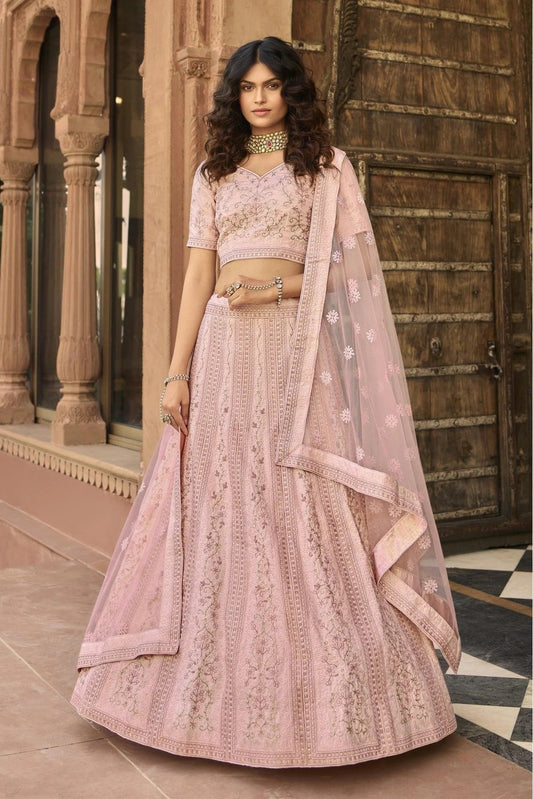 Baby Pink Colour Organza Embroidery Lehenga Choli LC1080316