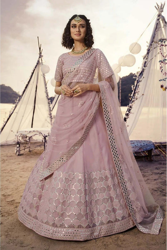 Baby Pink Colour Organza Embroidery Lehenga Choli LC1080505