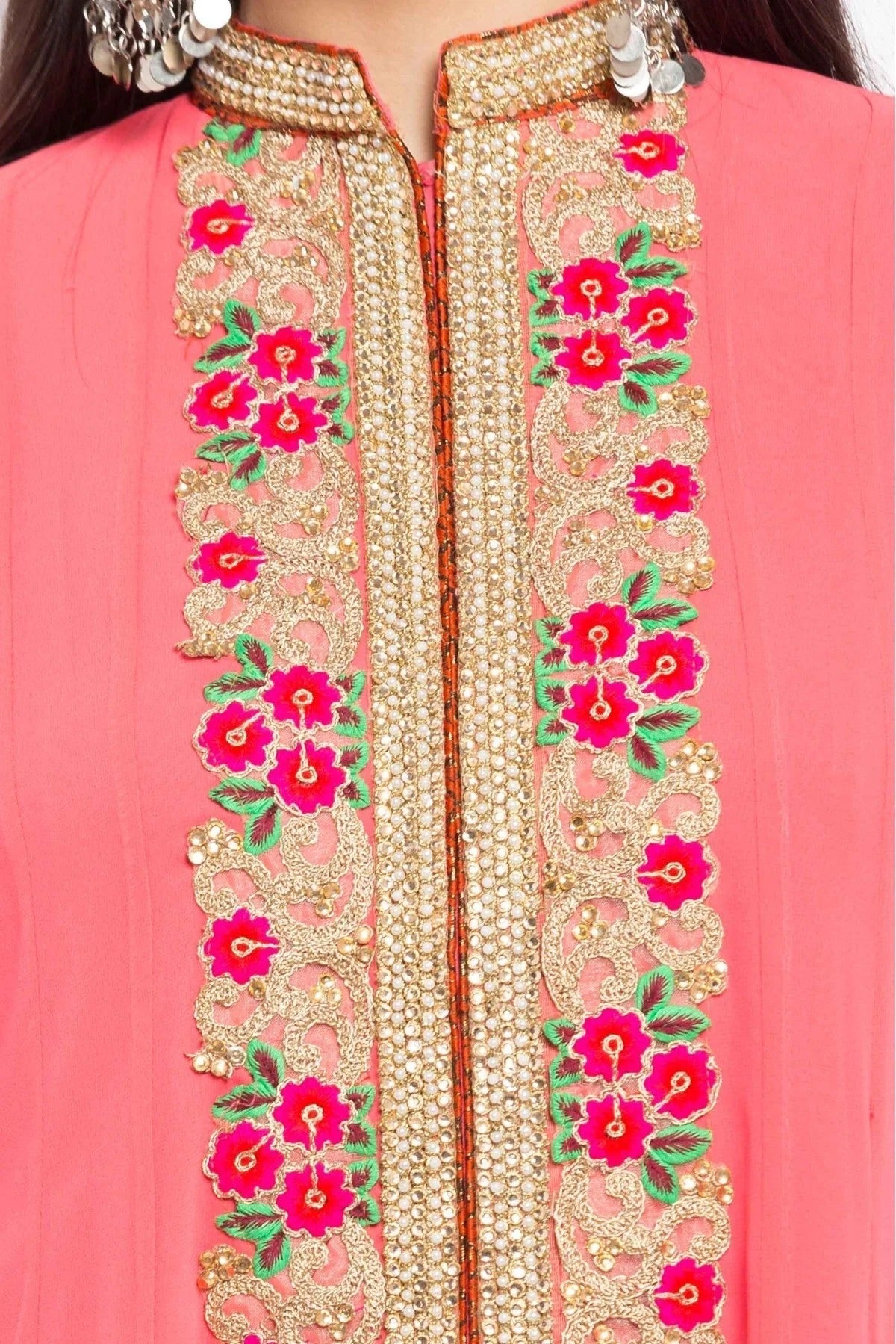 Baby Pink Colour Plus Size Stitched Faux Georgette Anarkali Suit BW1070157 A