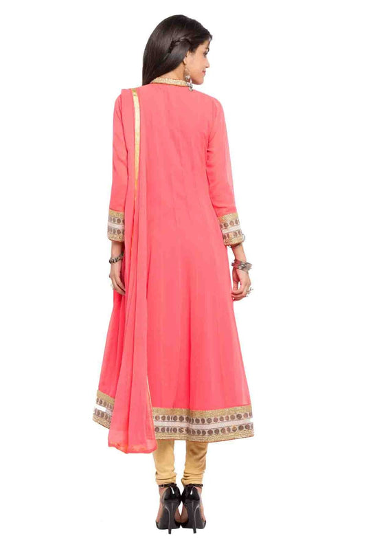 Baby Pink Colour Plus Size Stitched Faux Georgette Anarkali Suit BW1070157