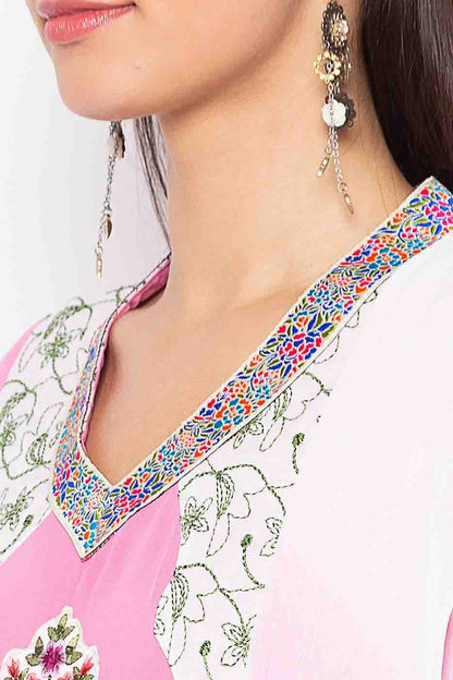 Baby Pink Colour Plus Size Stitched Georgette Embroidery Pant Style Suit BW1070284 B