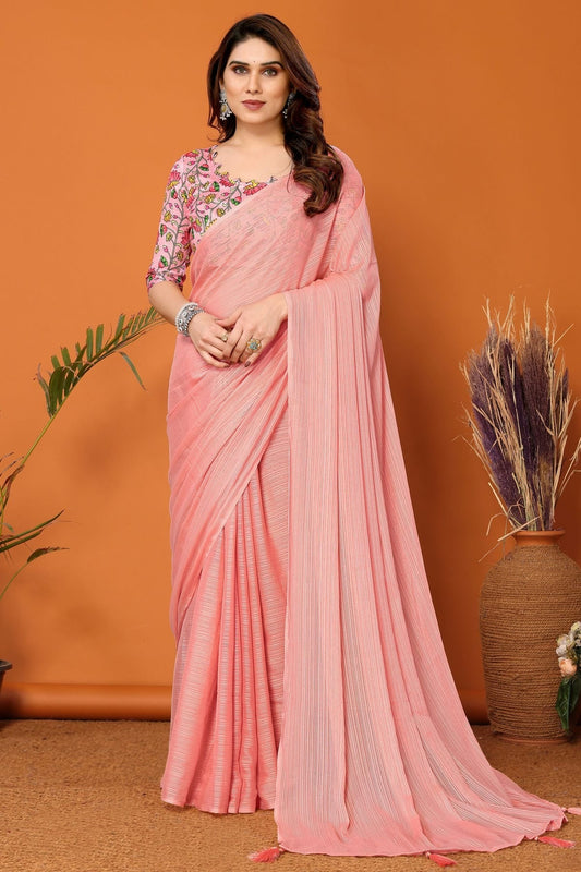 Baby Pink Colour Polyester Printed Saree SD1180106