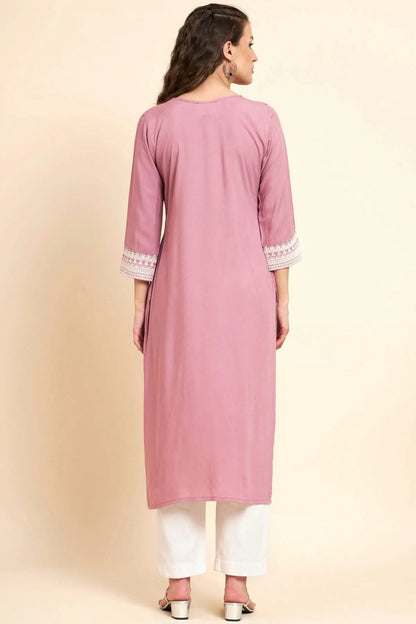Baby Pink Colour Rayon Kurti KR1111066 A