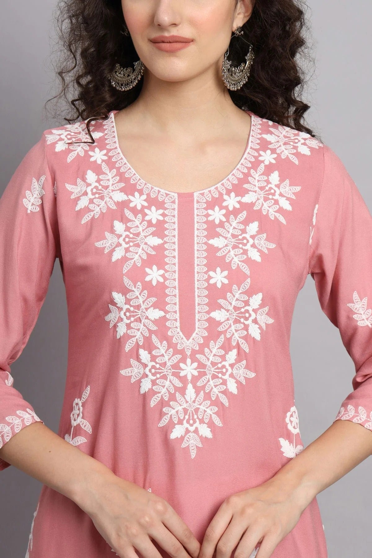 Baby Pink Colour Rayon Kurti KR1111085 A