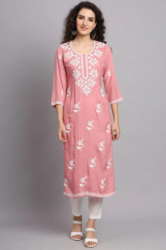 Baby Pink Colour Rayon Kurti KR1111085