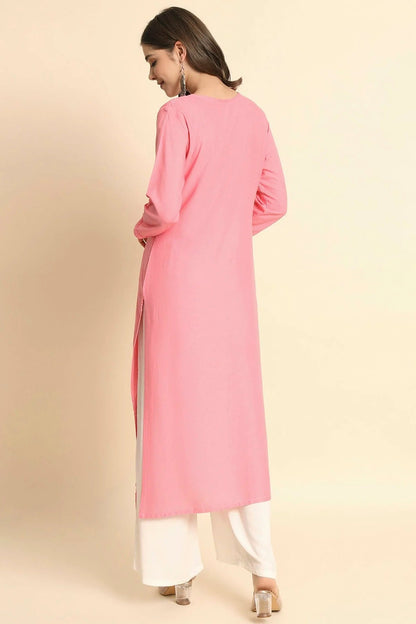 Baby Pink Colour Rayon Kurti KR1111116 A