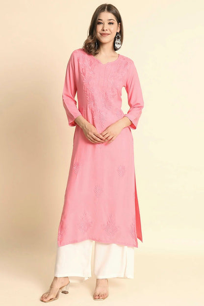 Baby Pink Colour Rayon Kurti KR1111116