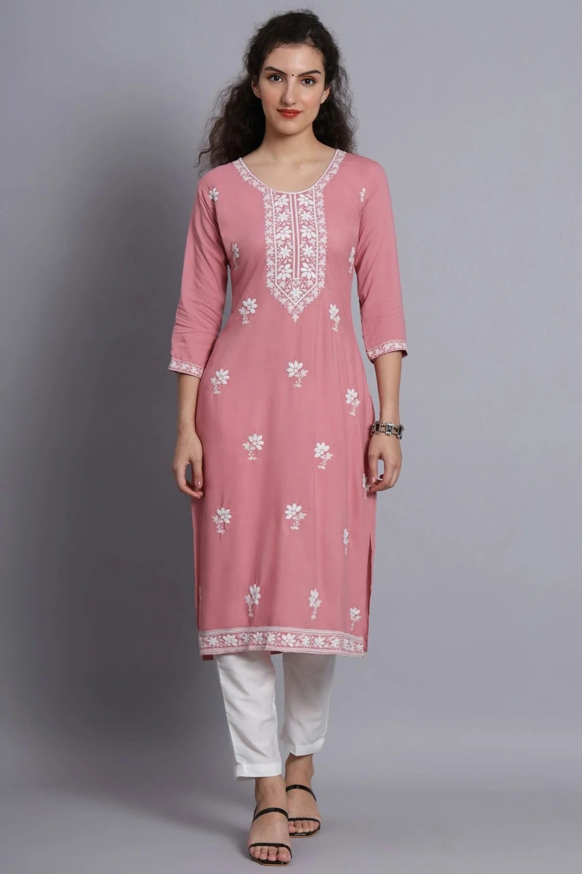 Baby Pink Colour Rayon Kurti KR1111219