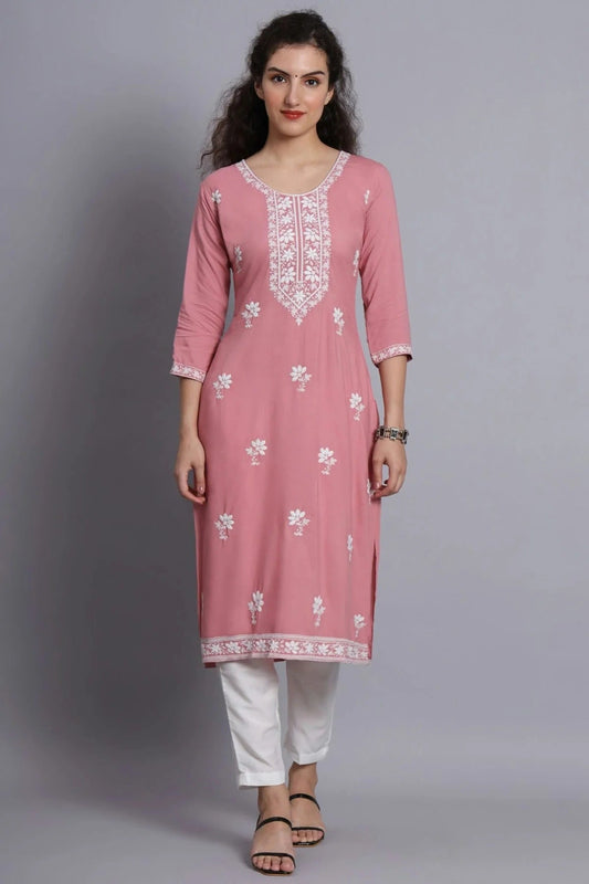 Baby Pink Colour Rayon Kurti KR1111219
