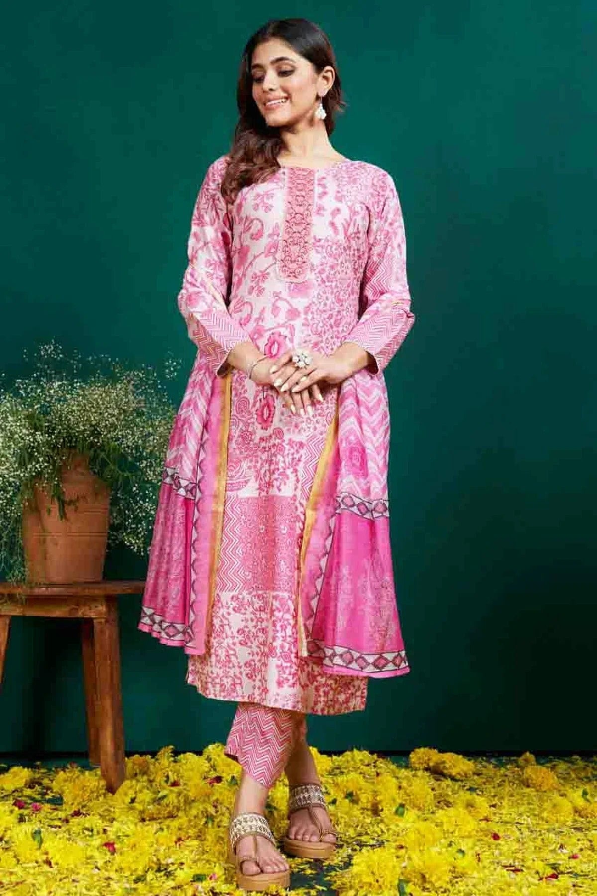 Baby Pink Colour Rayon Stitched Pant Style Suit SS1140937