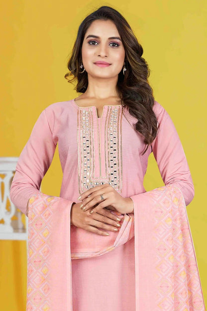 Baby Pink Colour Roman Silk Stitched Pant Style Suit SS1140959 A