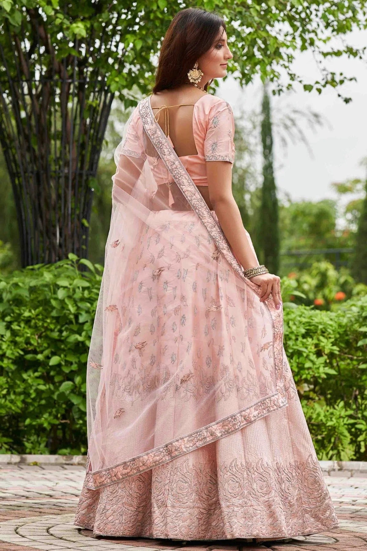 Baby Pink Colour Satin Silk Semi Stitched Lehenga Choli LC1170077 B