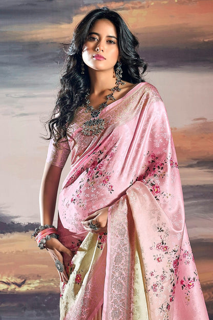 Baby Pink Colour Satin Traditional Saree SD1290243 A