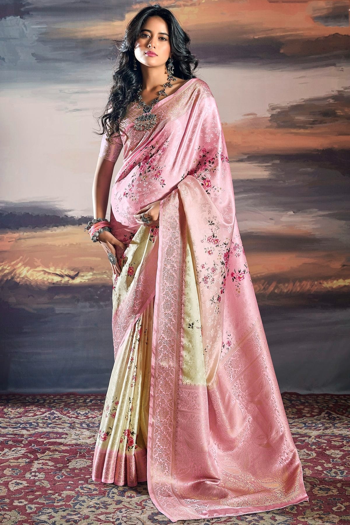 Baby Pink Colour Satin Traditional Saree SD1290243