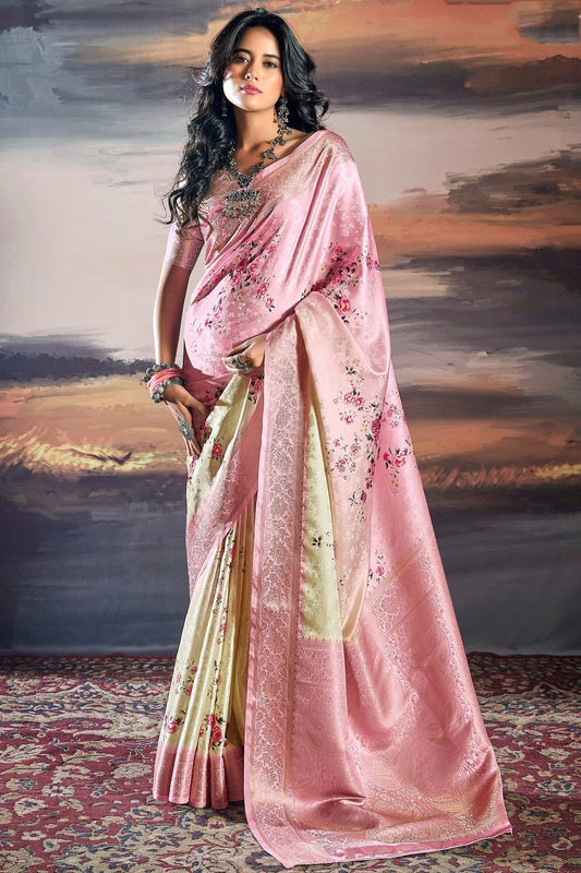 Baby Pink Colour Satin Traditional Saree SD1290243