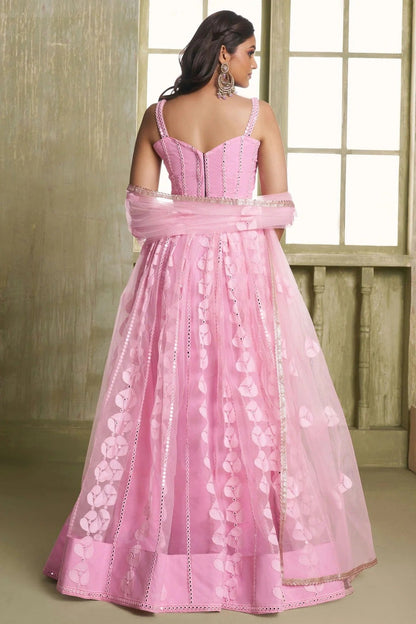 Baby Pink Colour Semi Stitched Butterfly Net Lehenga Choli LC1112528 A