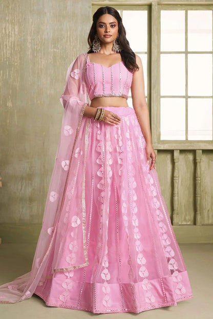 Baby Pink Colour Semi Stitched Butterfly Net Lehenga Choli LC1112528