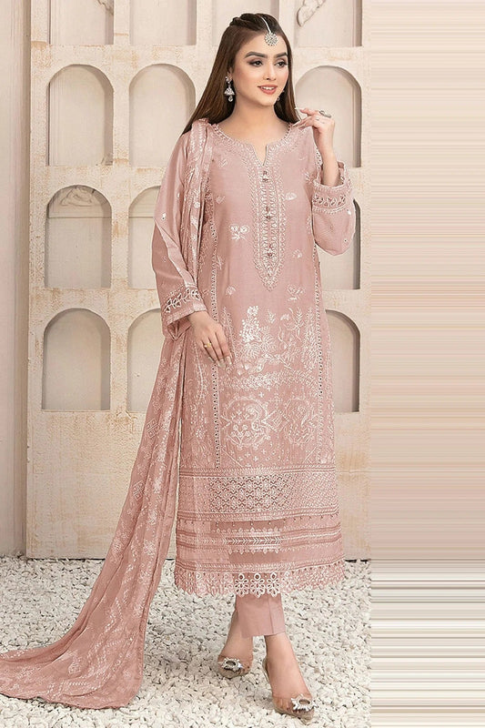 Baby Pink Colour Semi Stitched Faux Georgette Pakistani Suit SM1140182