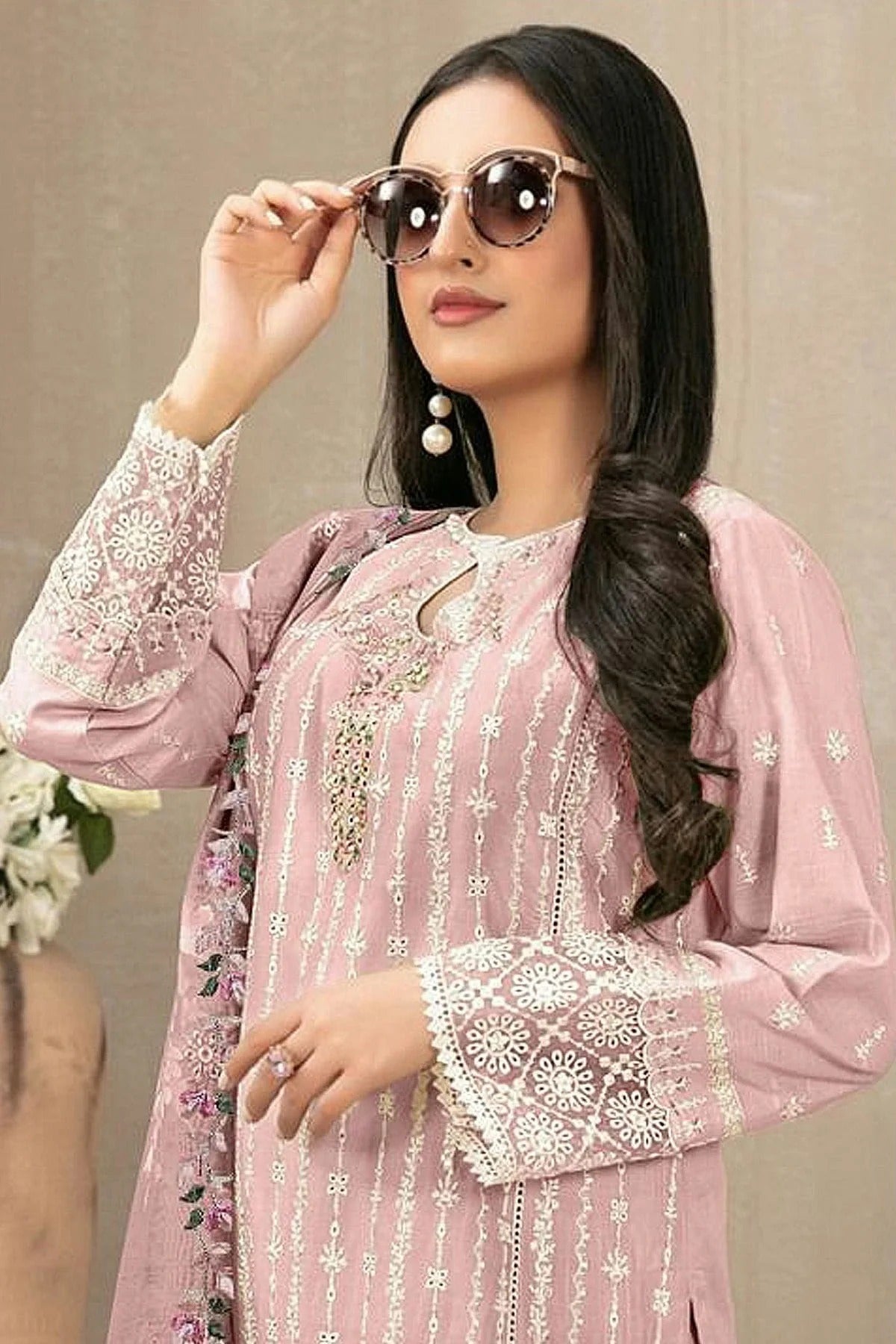 Baby Pink Colour Semi Stitched Faux Georgette Pakistani Suit SM1140237 A
